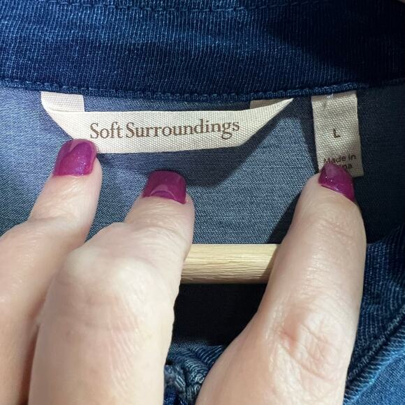 Soft Surroundings Two Toned Blue Kendra Zip Jacket L - Picture 5 of 8